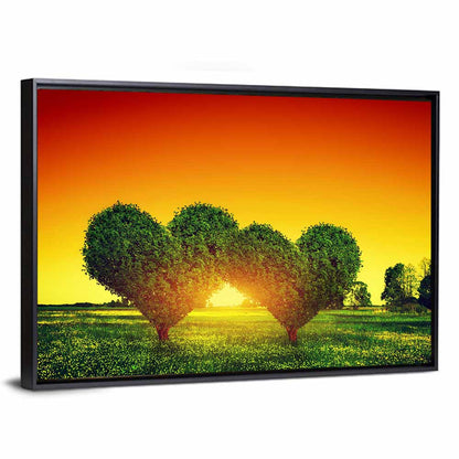 Heart Trees at Golden Sunset Wall Art