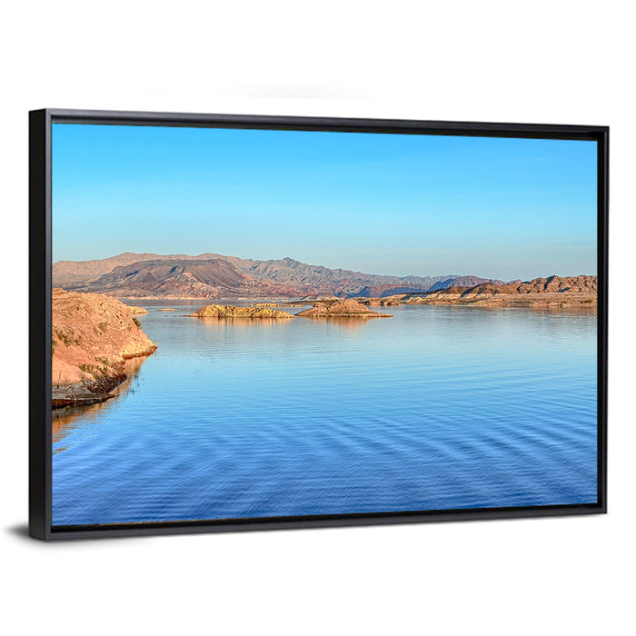 Lake Mead Rocky Shoreline Wall Art as a framed canvas