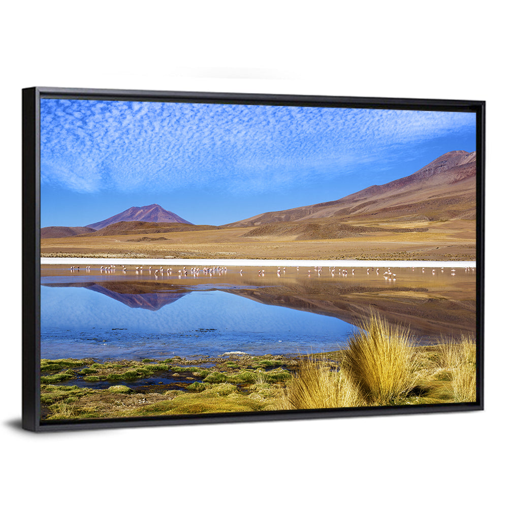 Red Lagoon Flamingo Reflection Wall Art
