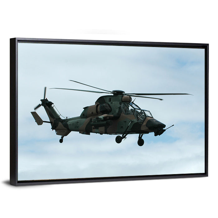 Attack Helicopter Side Profile Wall Art as a framed canvas