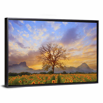 Sunflower Field at Sunset Wall Art