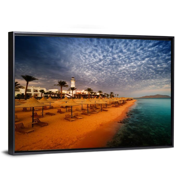 Sharm El Sheikh Beach at Dusk Wall Art as a framed canvas