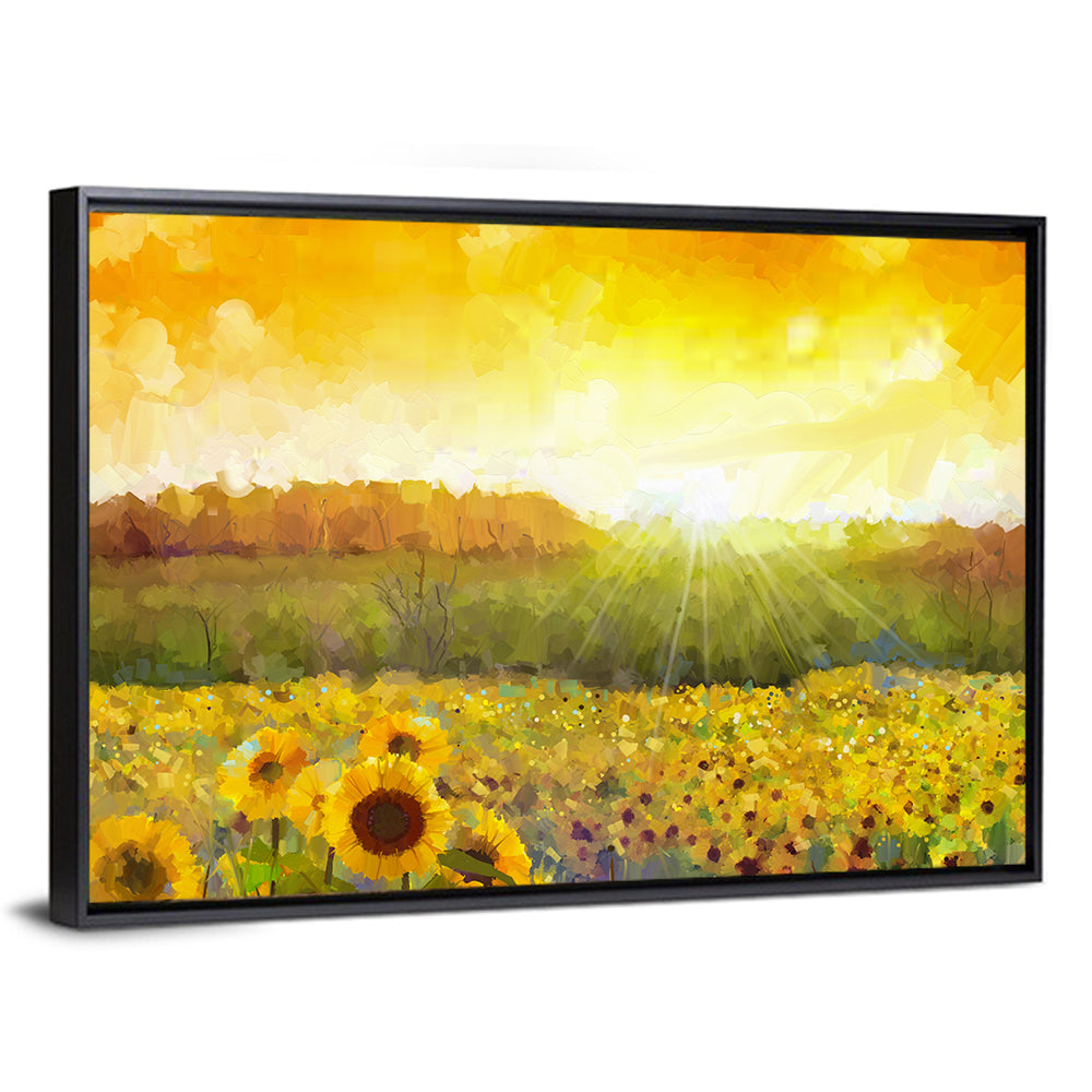Sunburst Sunflowers Abstract Wall Art