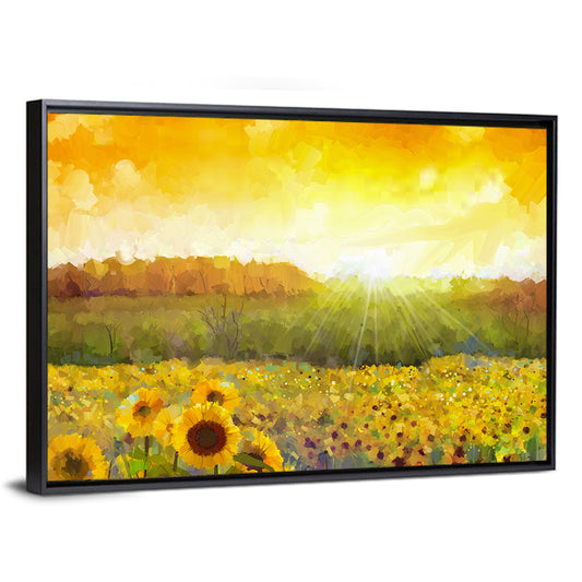 Sunburst Sunflowers Abstract Wall Art