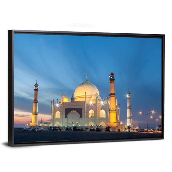 Siddiqa Fatima Zahra Mosque at Dusk Wall Art as a framed canvas