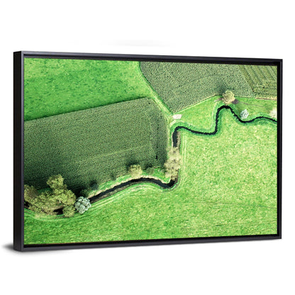 Meandering Stream Over Farmland Wall Art