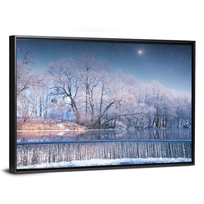 Starlit Winter Waterfall Wall Art