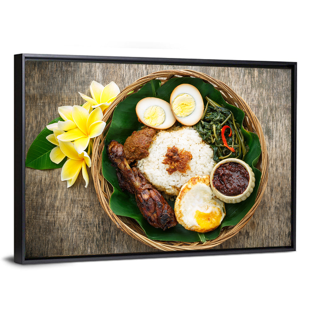 Nasi Campur in Woven Basket Wall Art