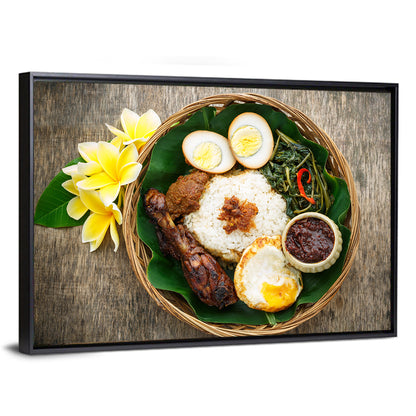 Nasi Campur in Woven Basket Wall Art