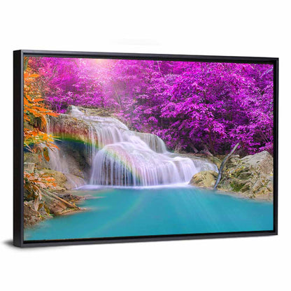 Dreamy Purple Forest Waterfall Wall Art