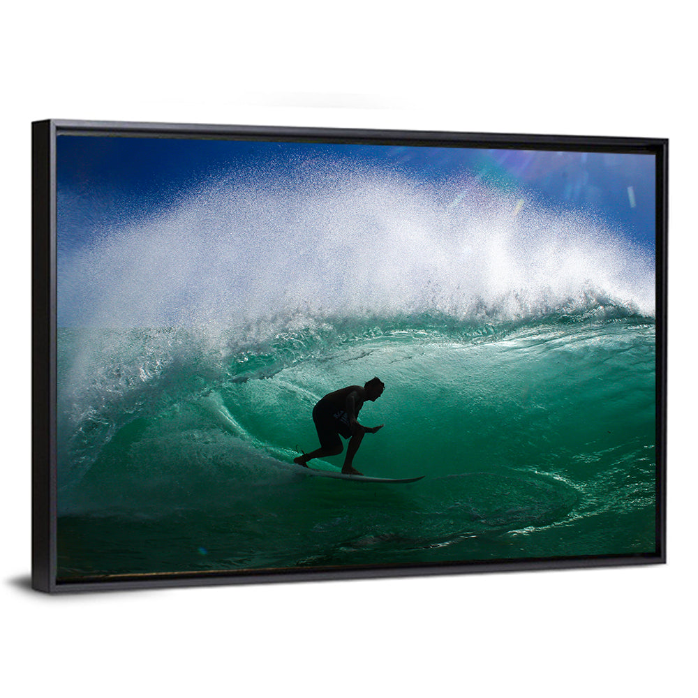 Surfer in Barrel Wave Wall Art