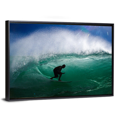 Surfer in Barrel Wave Wall Art