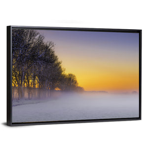 Foggy Winter Sunset Wall Art