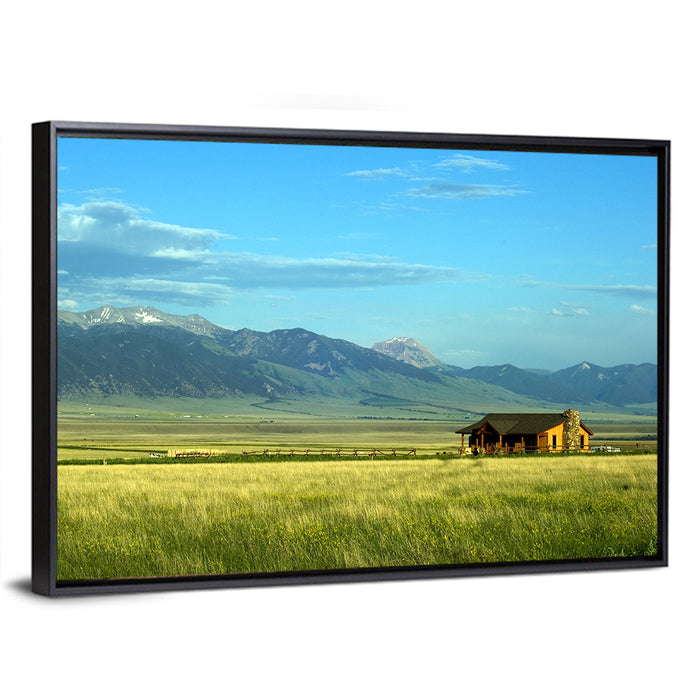 Montana Mountain Ranch Wall Art as a framed canvas