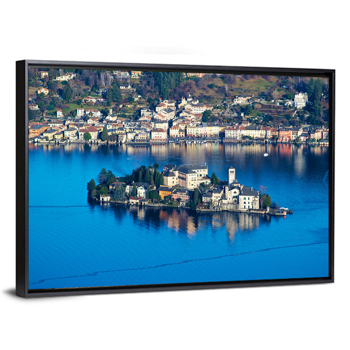 Isola San Giulio, Lake Orta Wall Art as a framed canvas