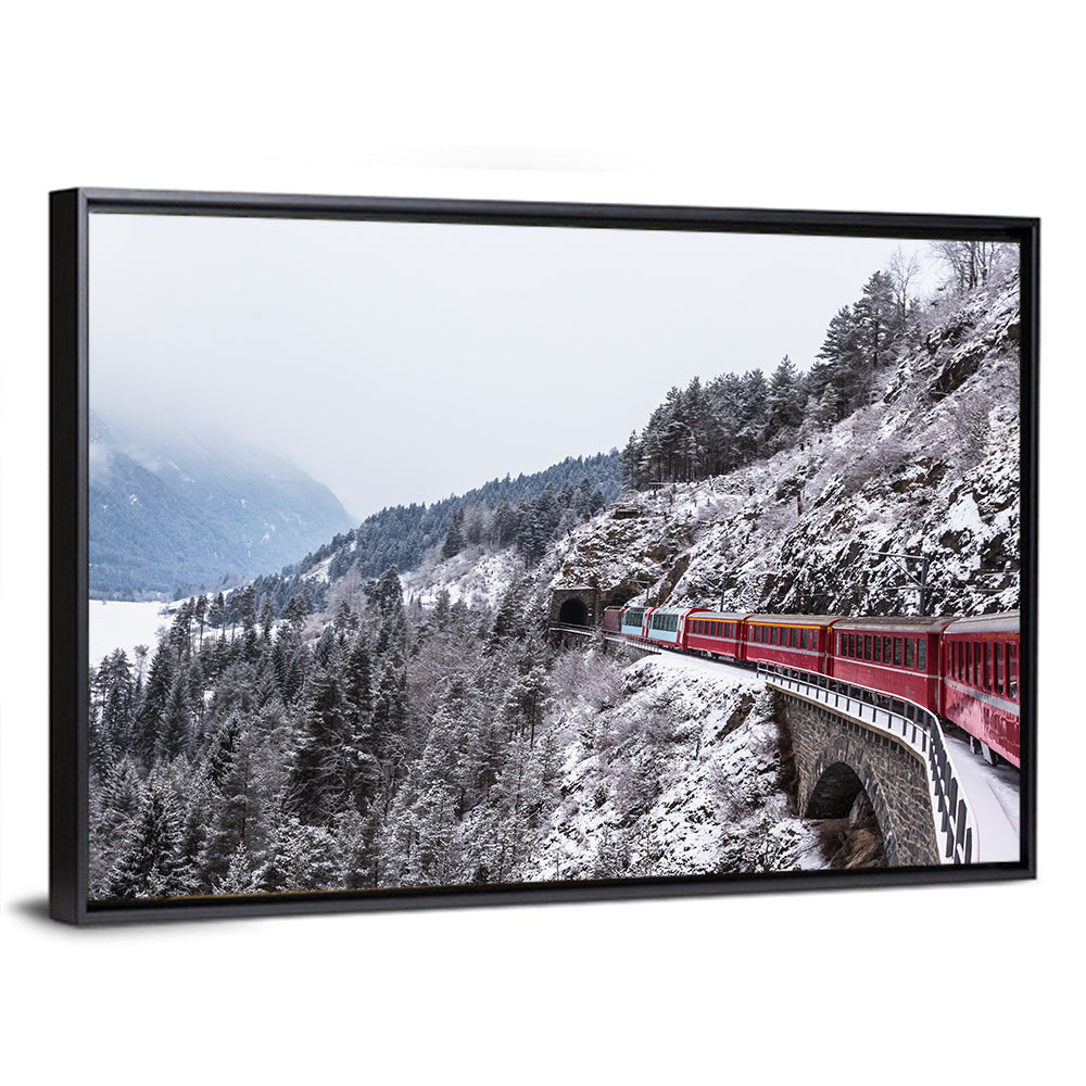 Red Train at Landwasser Viaduct Wall Art