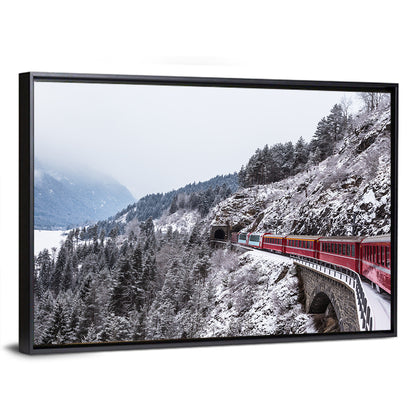 Red Train at Landwasser Viaduct Wall Art