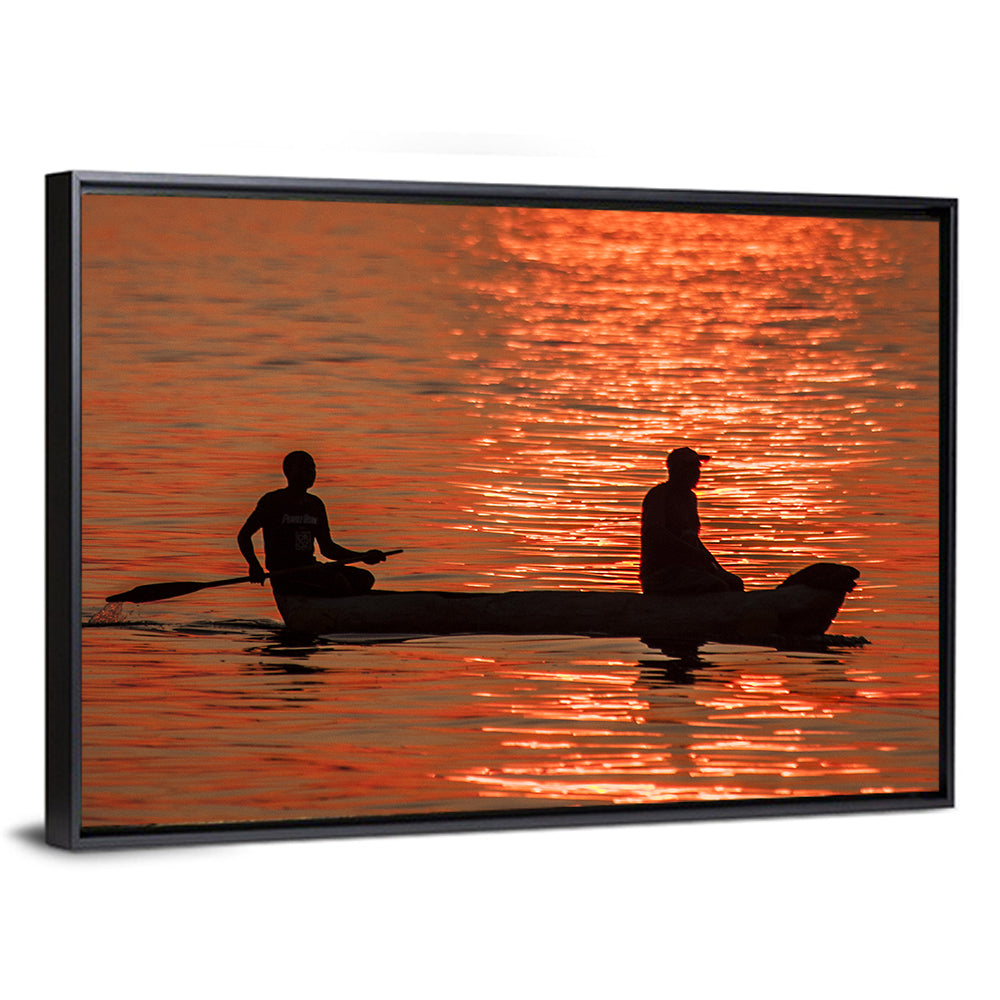Sunset Canoe Silhouette Wall Art