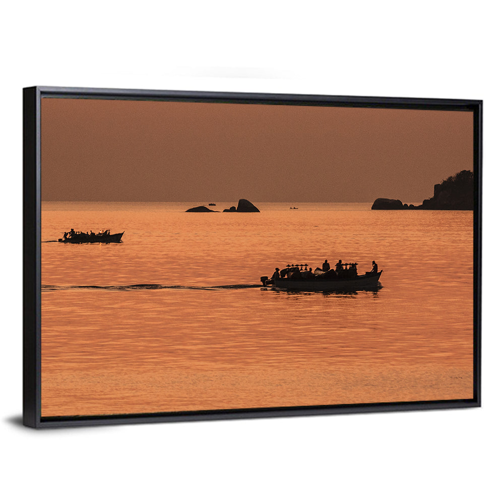 Lake Malawi Sailboats at Sunset Wall Art