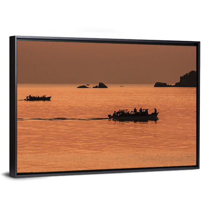 Lake Malawi Sailboats at Sunset Wall Art