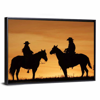 Horseback Silhouettes at Sunset Wall Art