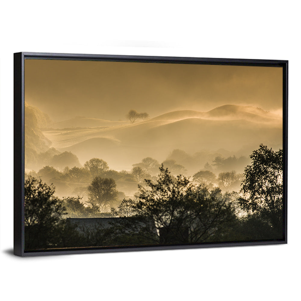 Bronze Morning Mist Over Hills Wall Art