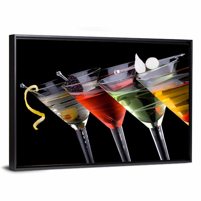 Classic Martini Cocktails Wall Art as a framed canvas