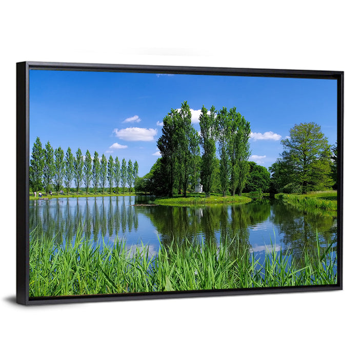 Woerlitz Rousseau Island Reflection Wall Art as a framed canvas