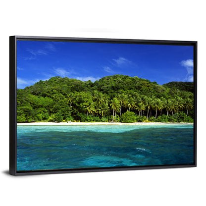 Turquoise Tropical Island Scene Wall Art