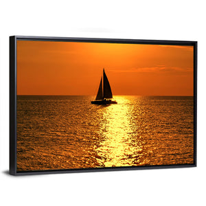 Yacht At Sunset Wall Art