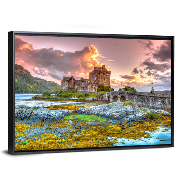 Eilean Donan Castle at Sunset Wall Art as a framed canvas
