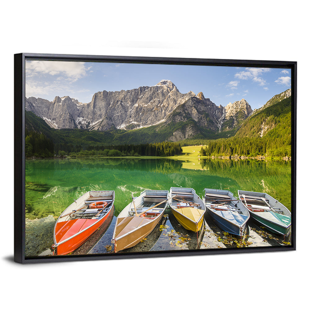 Five Boats at Lago Superiore Di Fusine Wall Art