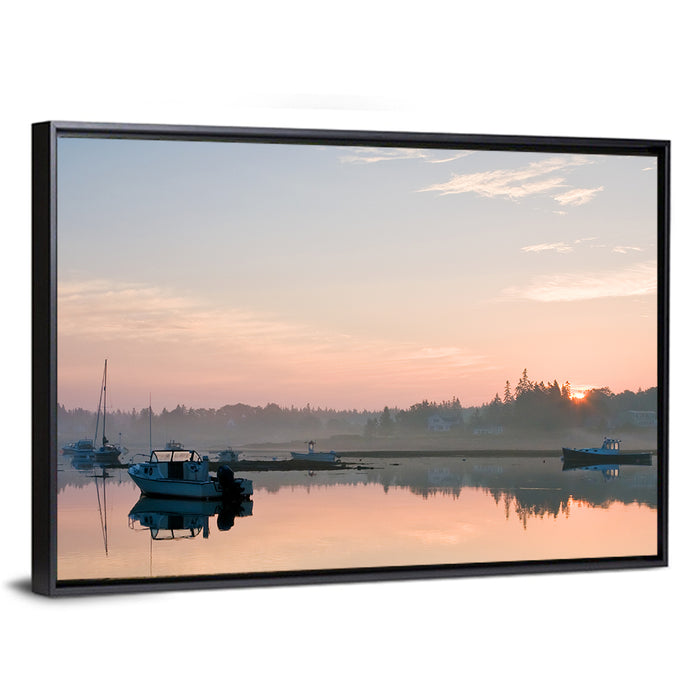 Bass Harbor Sunrise Wall Art as a framed canvas