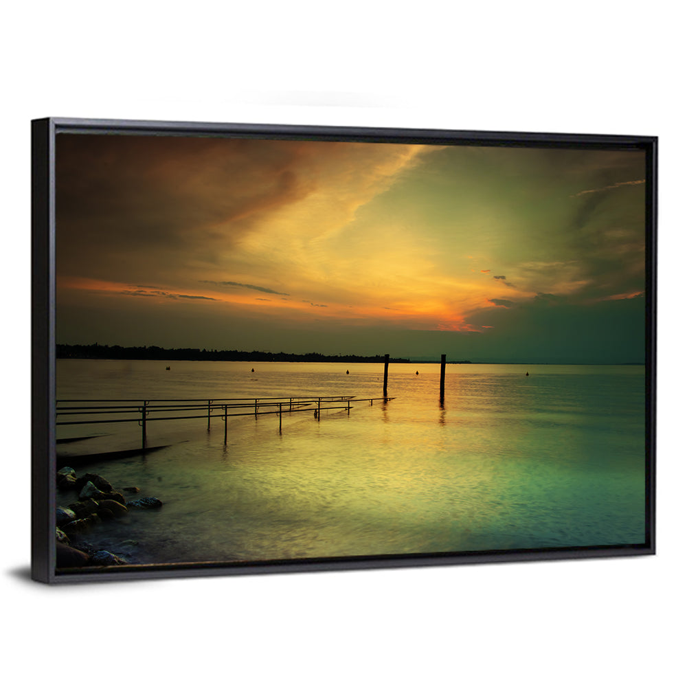 Lake Garda Sunset Pier Wall Art