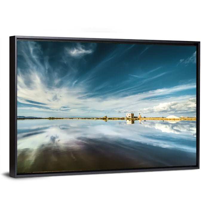 Nubia Salt Pans Reflection Wall Art as a framed canvas