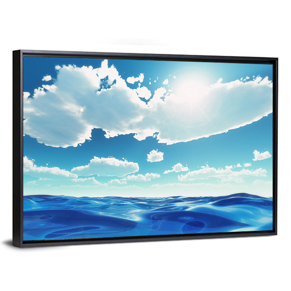 Sunlit Ocean and Clouds Wall Art