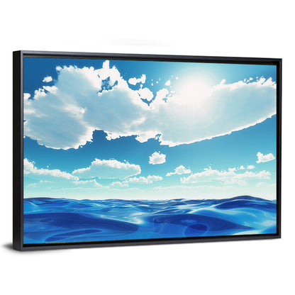 Sunlit Ocean and Clouds Wall Art