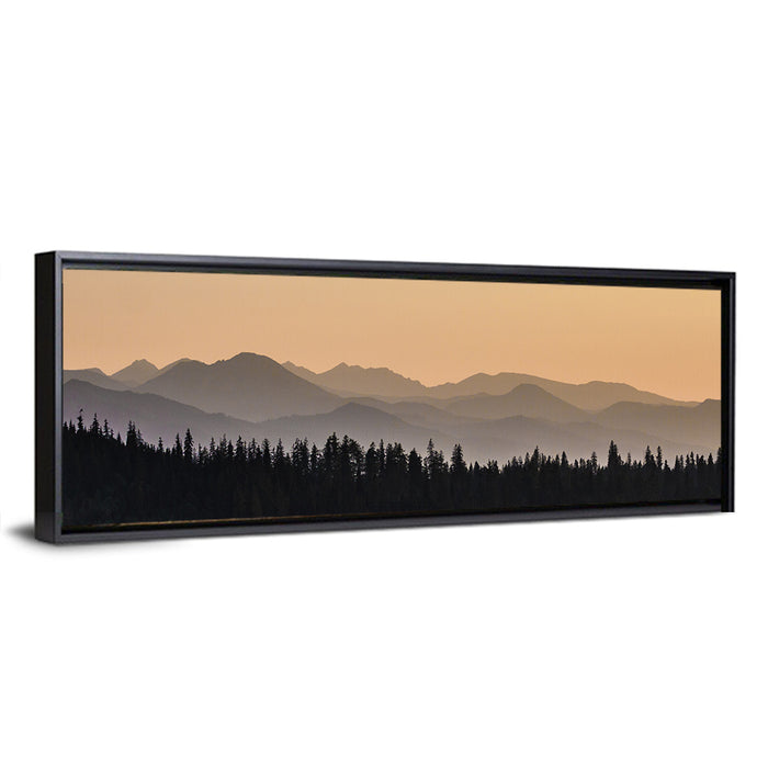 Lavender Mountain Ridge Silhouettes Wall Art as a framed canvas