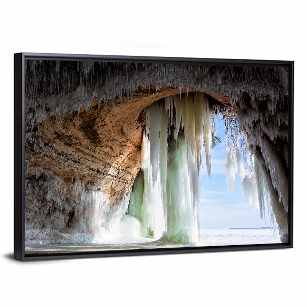 Ice Cave Over Frozen Shoreline Wall Art
