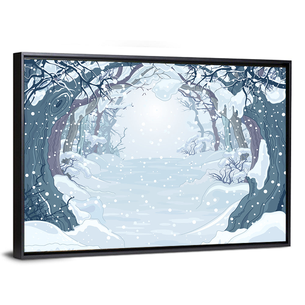 Winter Forest Path Illustration Wall Art