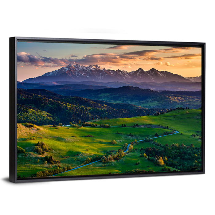 Tatras Golden Hour Vista Wall Art as a framed canvas