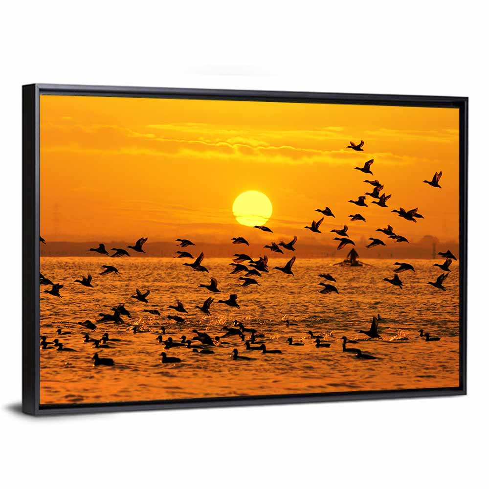 Golden Flock at Sunset Wall Art