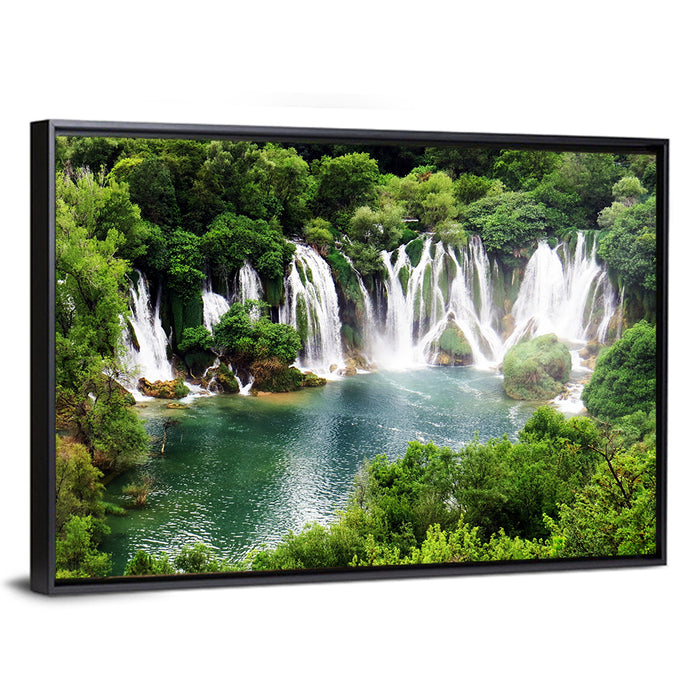 Kravice Falls Wall Art as a framed canvas