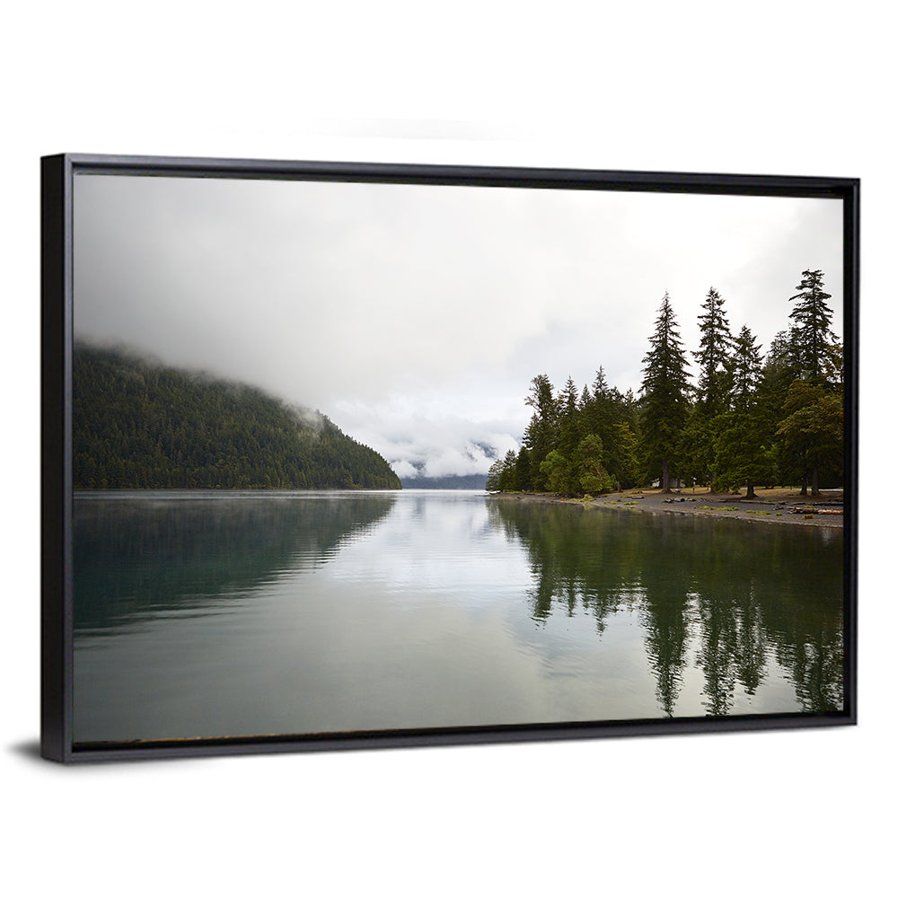 Foggy Lake Crescent Reflection Wall Art