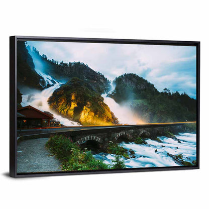 Låtefossen Waterfall at Twilight Wall Art
