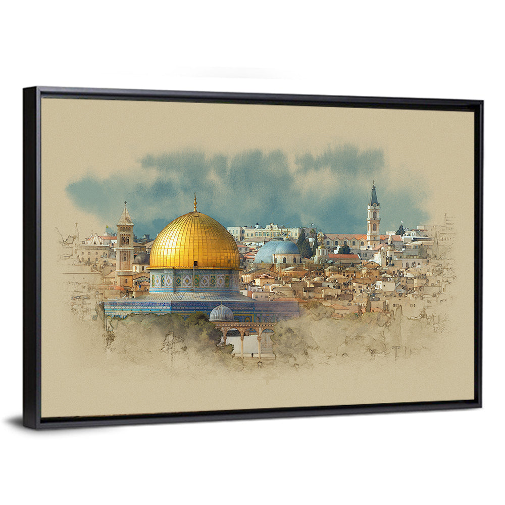 Dome of the Rock Watercolor Study Wall Art
