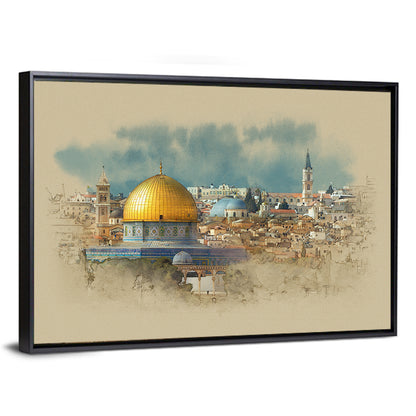 Dome of the Rock Watercolor Study Wall Art
