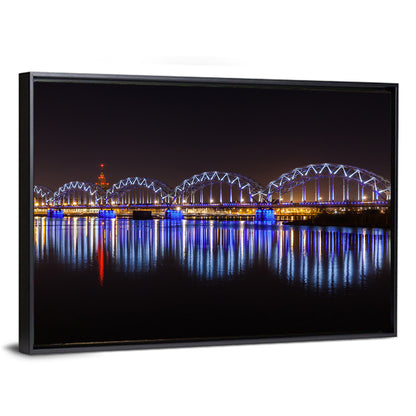 Riga Railway Bridge Nightscape Wall Art