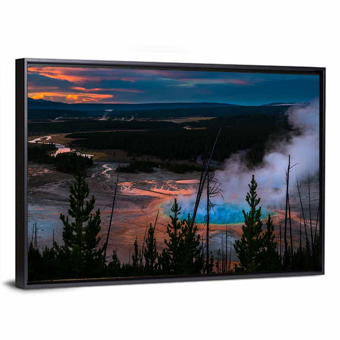 Grand Prismatic Spring, Yellowstone Wall Art as a framed canvas