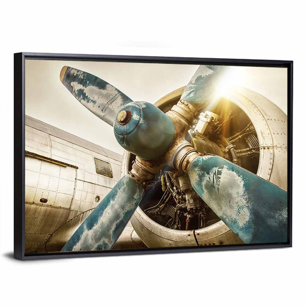 Vintage Airplane Propeller Close-up Wall Art